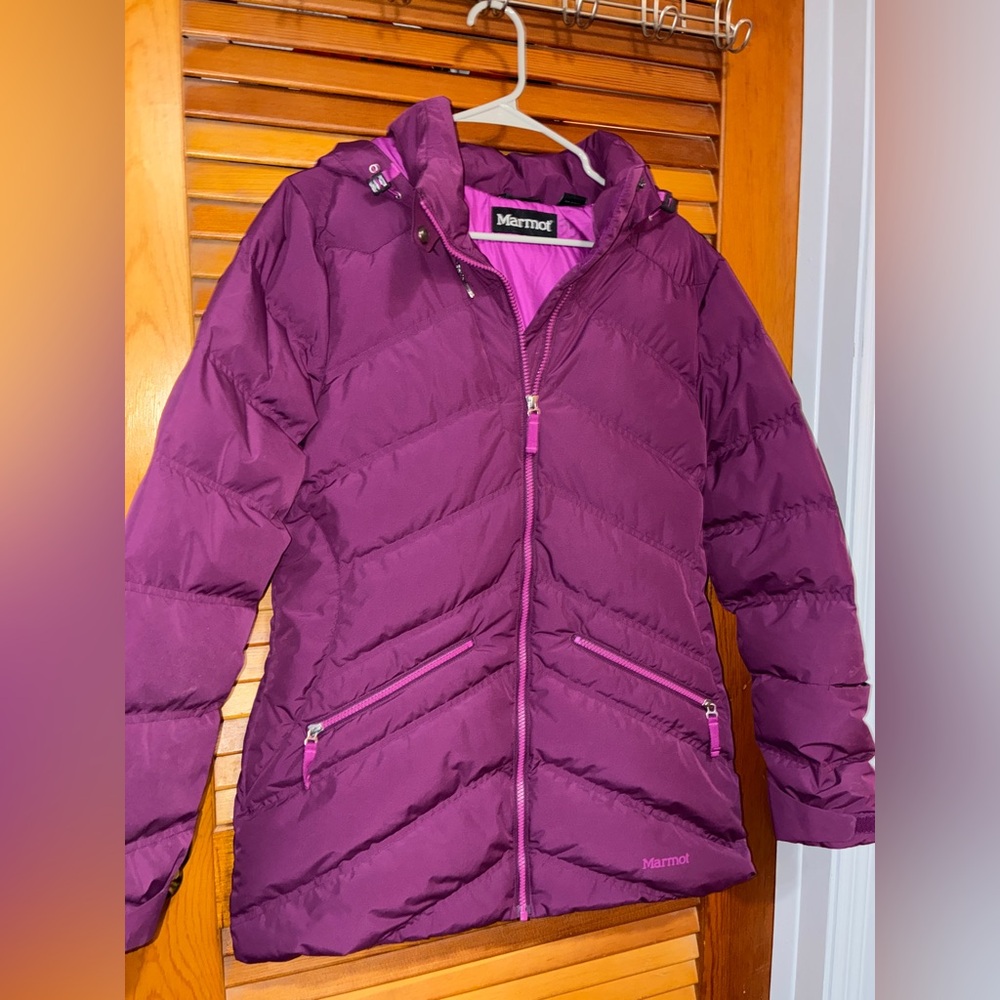 Marmot Val D’sere Down Jacket, 700 fill, magenta - womens size large - Picture 2 of 14